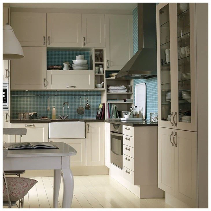 white shaker cabinets with glass doors